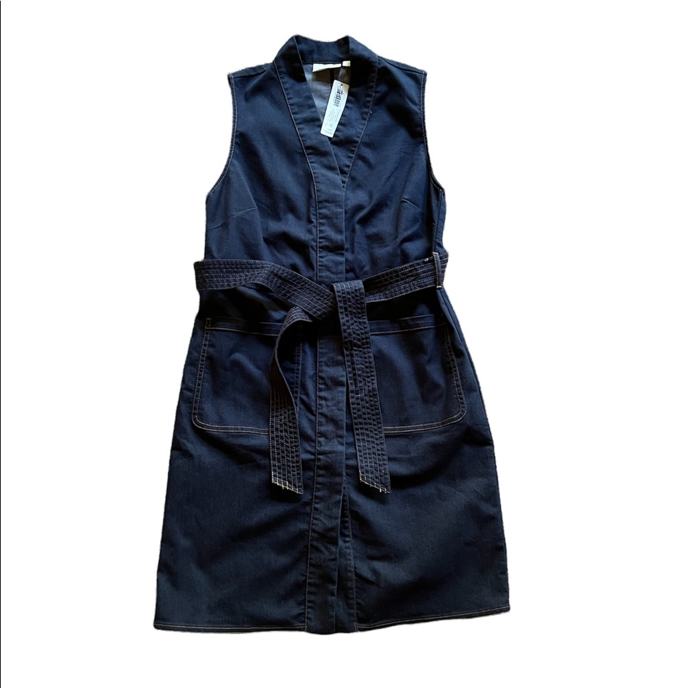 Chicos | Denim Sleeveless Tie Waist Dress Size 0